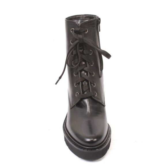 Luca Grossi 182 Black Leather Zip-Up Lace-Up Ankle Boots - Picture 7 of 8
